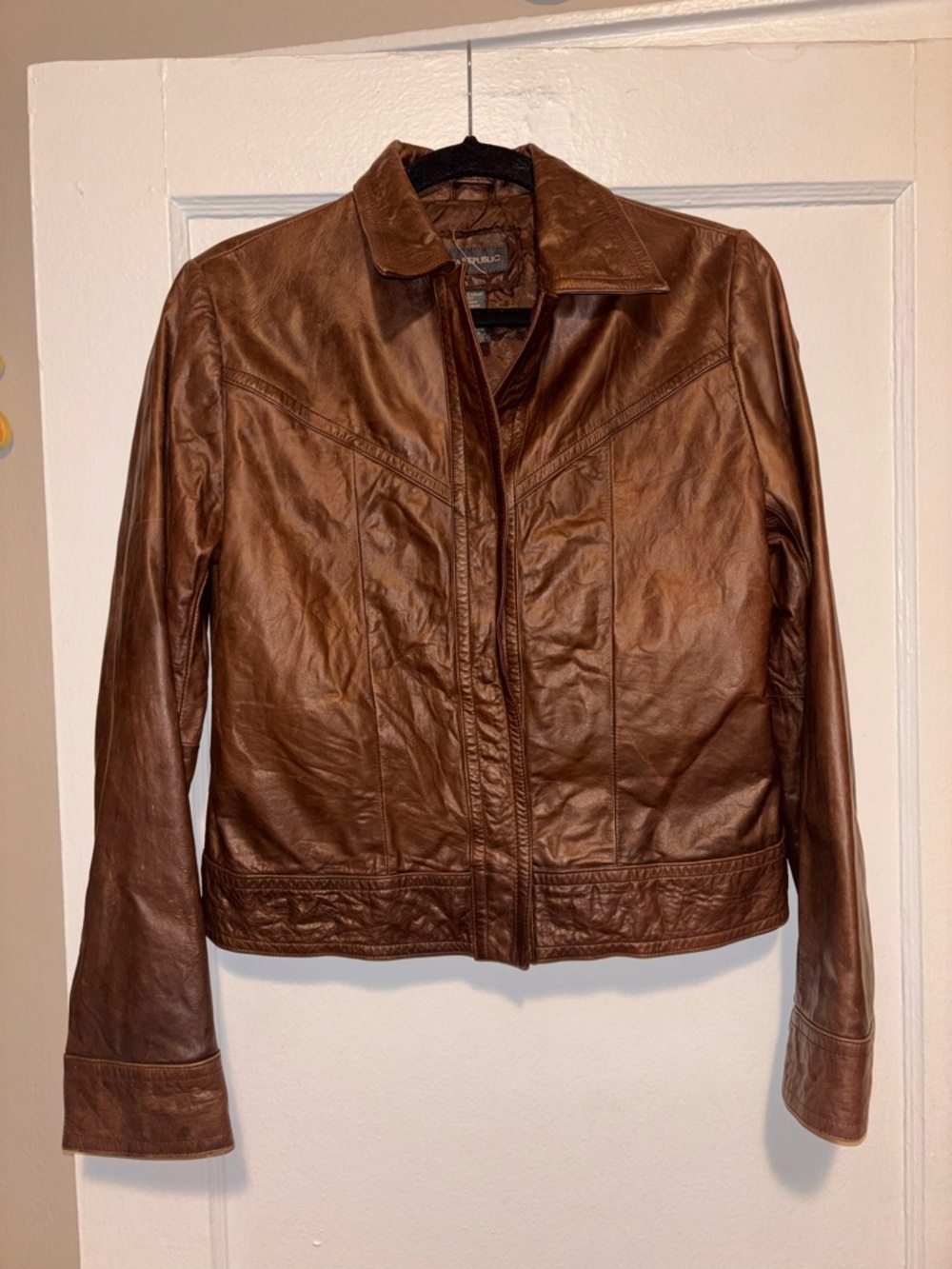 VTG Banana Republic Men’s Brown Genuine Leather Jacket Size M Motorcycle